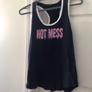Dark blue “hot mess” muscle shirt